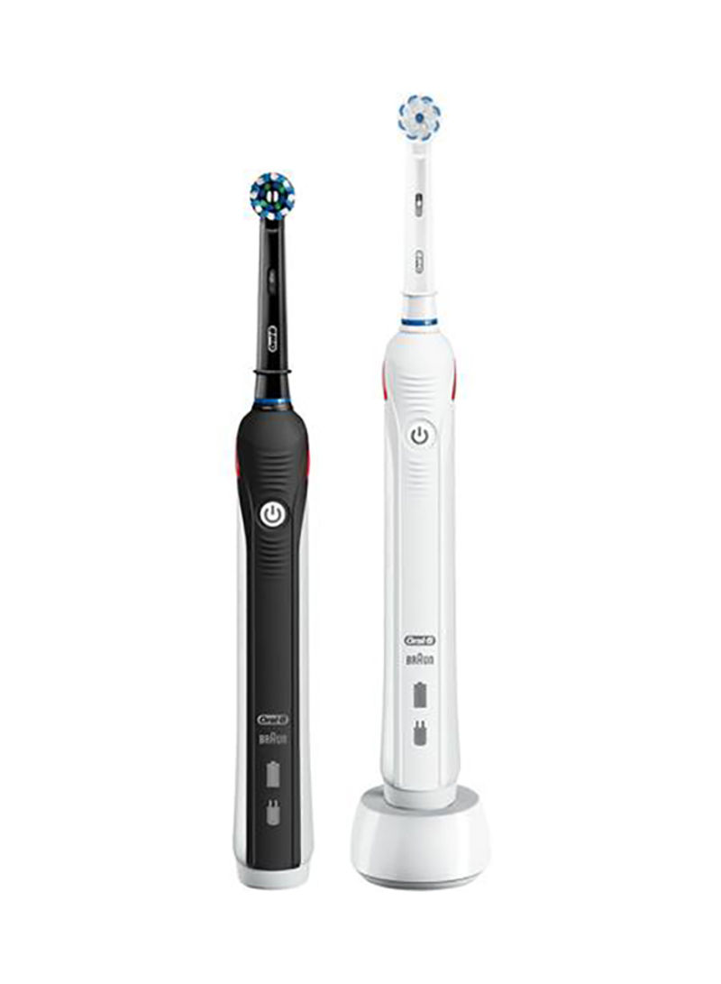 Pack Of 2 Pro 2 2900 Electric Toothbrush Brush Handels Black/White