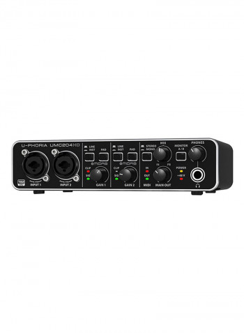U-Phoria Audio Interface With Microphone Preamplifiers UMC204HD Black