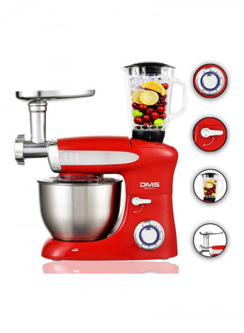3In1 Food Processor Stand Mixer Machine with Ice Crusher, Meat Grinder & Dough Kneader 10 كغم 1900 وات kmfb-1900 Red