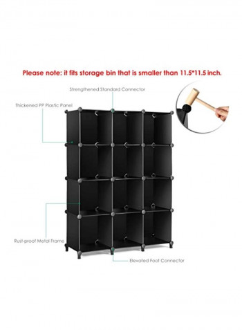 12-Cube Bookshelf Closet Black