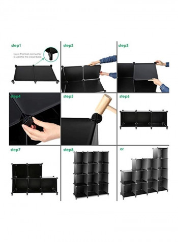 12-Cube Bookshelf Closet Black