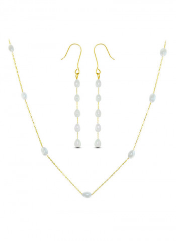 10 Karat Gold Pearls 2 Piece Jewellery Set