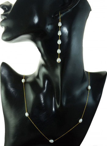 10 Karat Gold Pearls 2 Piece Jewellery Set