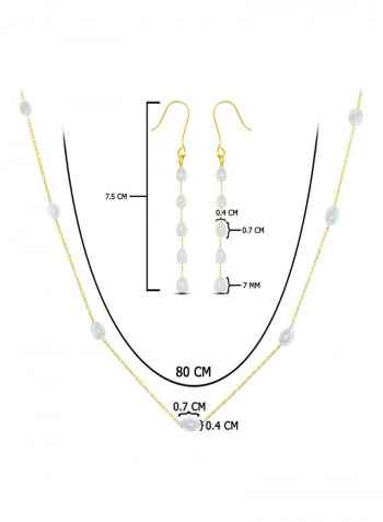 10 Karat Gold Pearls 2 Piece Jewellery Set