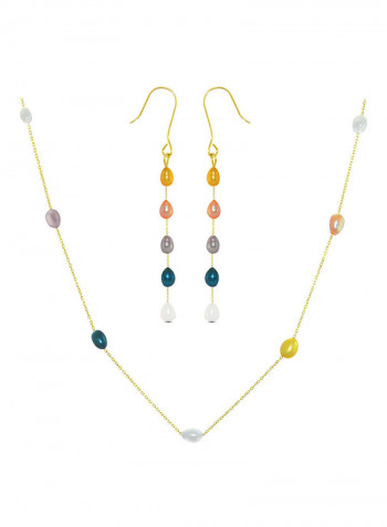 10 Karat Gold Pearls 2 Piece Jewellery Set