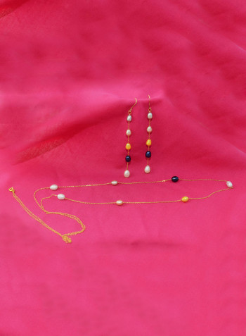 10 Karat Gold Pearls 2 Piece Jewellery Set