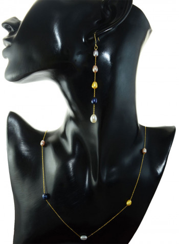 10 Karat Gold Pearls 2 Piece Jewellery Set