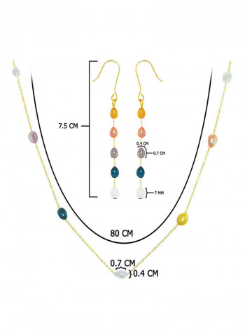 10 Karat Gold Pearls 2 Piece Jewellery Set