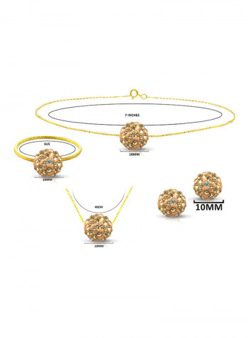10 Karat Solid Yellow Gold Simple 10 mm Crystal Ball Jewellery Set