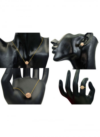 10 Karat Solid Yellow Gold Simple 10 mm Crystal Ball Jewellery Set