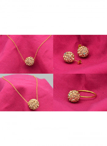 10 Karat Solid Yellow Gold Simple 10 mm Crystal Ball Jewellery Set