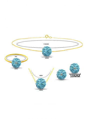 10 Karat Solid Yellow Gold Simple 10 mm Crystal Ball Jewellery Set