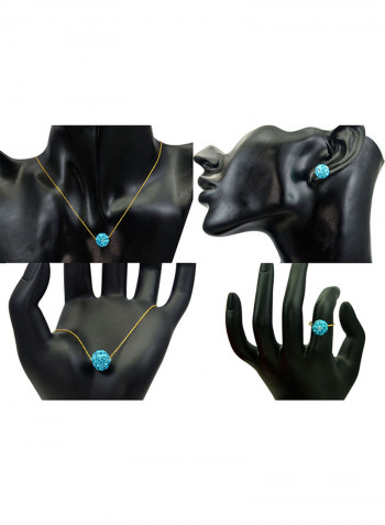 10 Karat Solid Yellow Gold Simple 10 mm Crystal Ball Jewellery Set