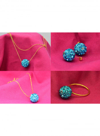 10 Karat Solid Yellow Gold Simple 10 mm Crystal Ball Jewellery Set