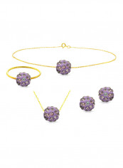 10 Karat Solid Yellow Gold Simple 10 mm Crystal Ball Jewellery Set