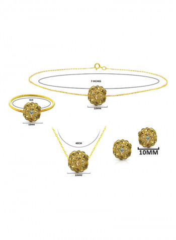 10 Karat Solid Yellow Gold Simple 10 mm Crystal Ball Jewellery Set