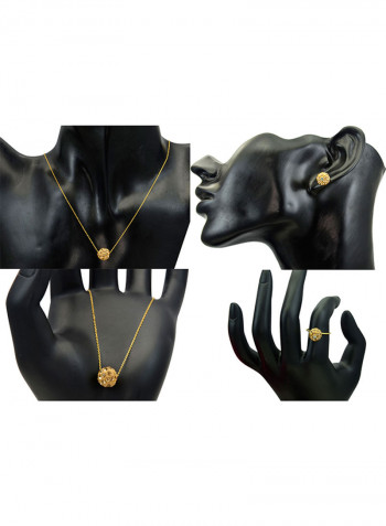10 Karat Solid Yellow Gold Simple 10 mm Crystal Ball Jewellery Set