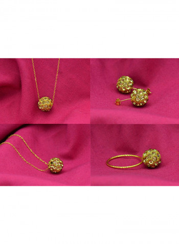 10 Karat Solid Yellow Gold Simple 10 mm Crystal Ball Jewellery Set