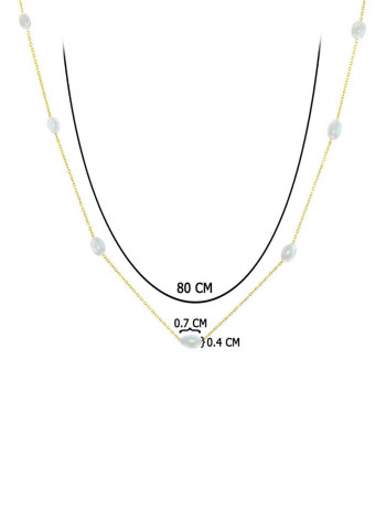 18 Karat Gold Pearls Opera Necklace