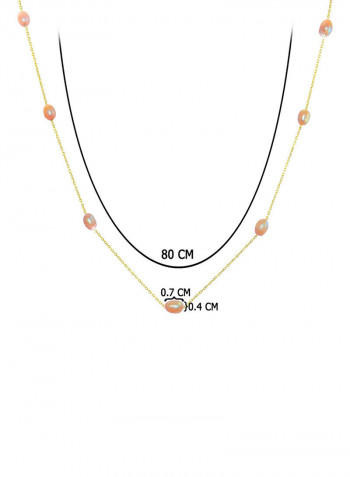 18 Karat Gold Pearls Opera Necklace