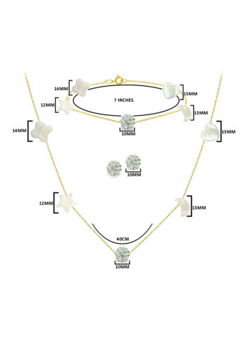 10 Karat Yellow Gold Gradual Built In Mother Of Pearl And Crystal Ball Jewellery Set