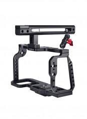 Camera Cage Stabilizer With Top Handle Grip 18.45x18x19.7cm Black