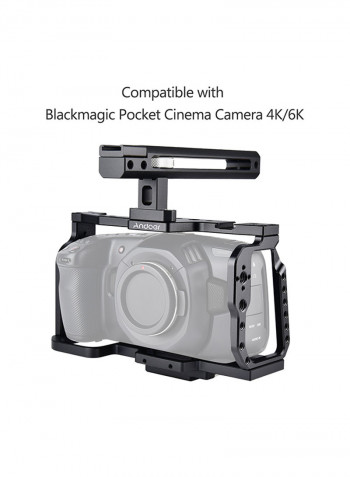 Camera Cage Stabilizer With Top Handle Grip 18.45x18x19.7cm Black