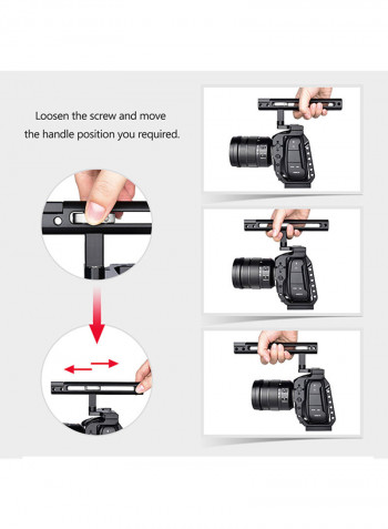 Camera Cage Stabilizer With Top Handle Grip 18.45x18x19.7cm Black