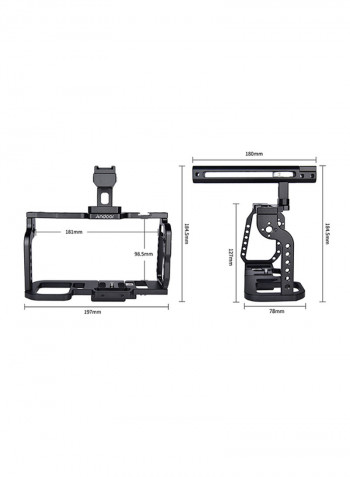 Camera Cage Stabilizer With Top Handle Grip 18.45x18x19.7cm Black