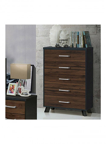 Helsinki Five-Drawer Storage Chest Brown 110x70x40cm