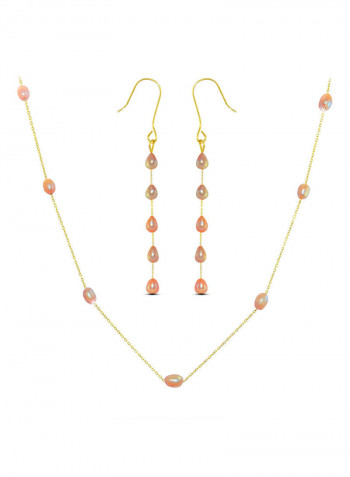 10 Karat Gold Pearls 2 Piece Jewellery Set