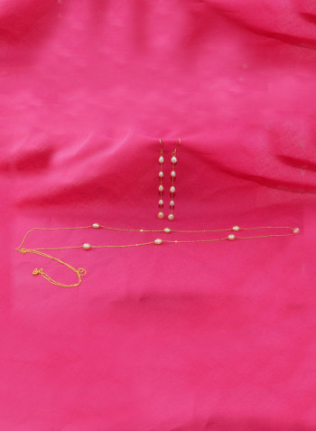 10 Karat Gold Pearls 2 Piece Jewellery Set