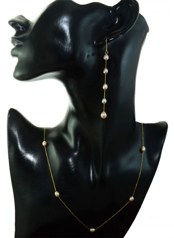 10 Karat Gold Pearls 2 Piece Jewellery Set