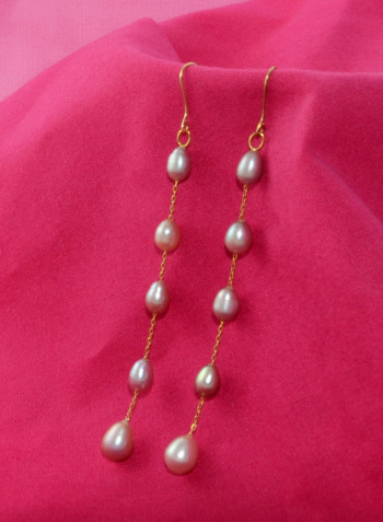 18 Karat Gold Pearls Opera Drop Earrings