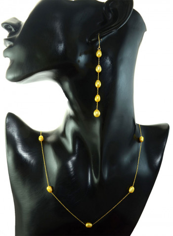 10 Karat Gold Pearls 2 Piece Jewellery Set
