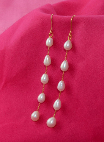 18 Karat Gold Pearls Opera Drop Earrings