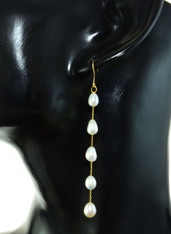 18 Karat Gold Pearls Opera Drop Earrings