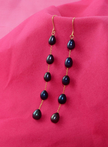 18 Karat Gold Pearls Opera Drop Earrings