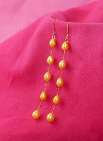 18 Karat Gold Pearls Opera Drop Earrings
