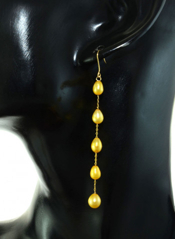 18 Karat Gold Pearls Opera Drop Earrings