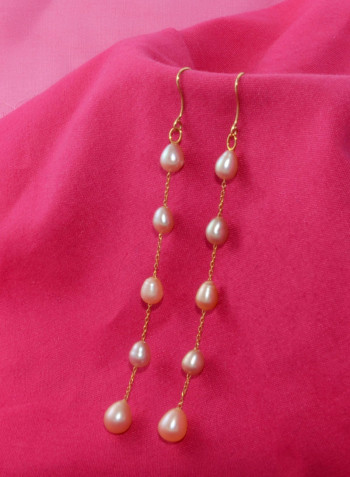 18 Karat Gold Pearls Opera Drop Earrings