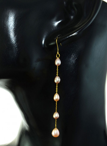 18 Karat Gold Pearls Opera Drop Earrings