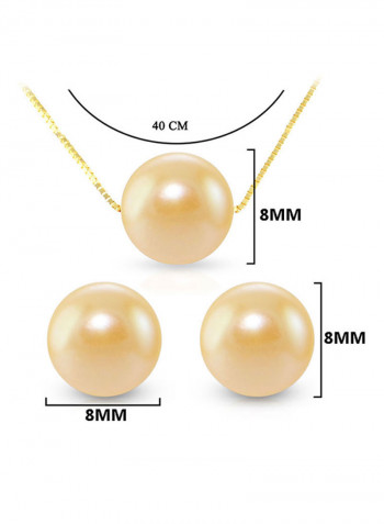 18 Karat Solid Yellow Gold With 8 mm Pearl Jewellery Set