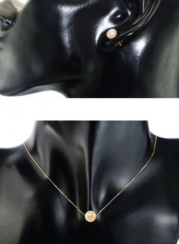 18 Karat Solid Yellow Gold With 8 mm Pearl Jewellery Set