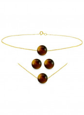 18k Gold Tiger Eye Beads Jewelry Set reviews 18k Gold Tiger Eye Beads Jewelry Set