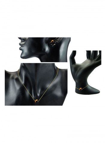 18k Gold Tiger Eye Beads Jewelry Set