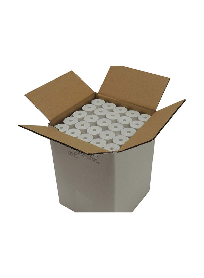 Set of 100 Rolls Coreless Thermal Paper White