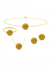 10 Karat Solid Yellow Gold Simple 10 mm Crystal Ball Jewellery Set