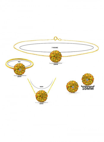 10 Karat Solid Yellow Gold Simple 10 mm Crystal Ball Jewellery Set
