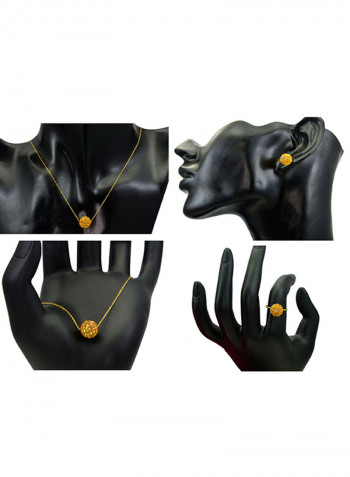 10 Karat Solid Yellow Gold Simple 10 mm Crystal Ball Jewellery Set